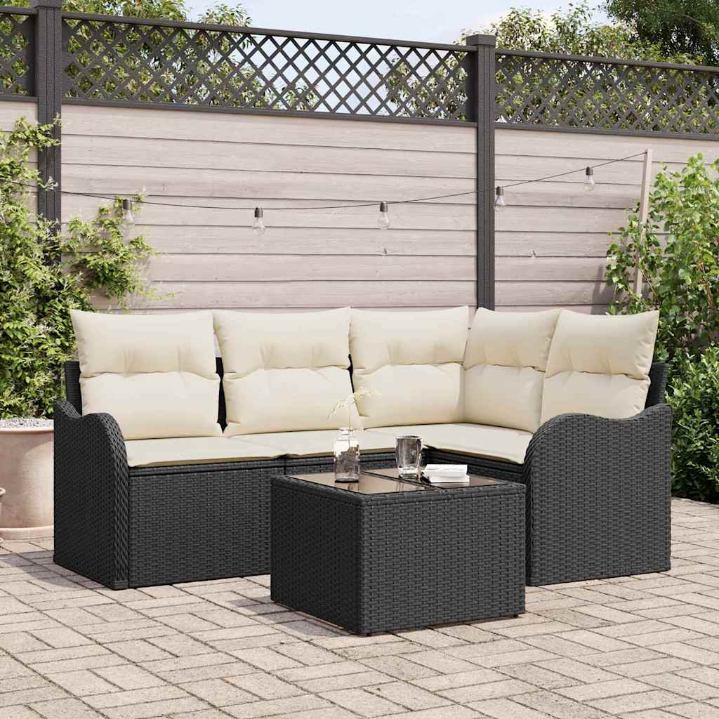 Set Divano da Giardino 5 pz Marrone polyrattan
