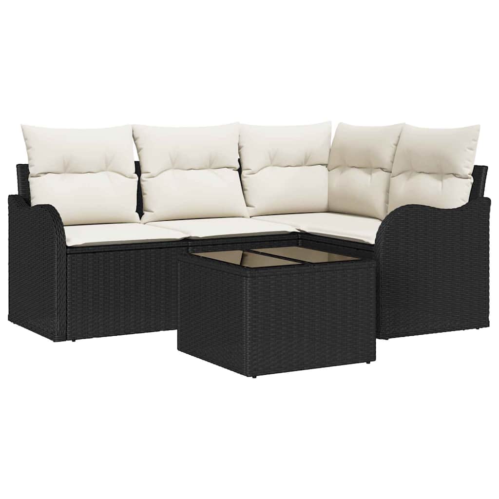 Set Divano da Giardino 5 pz Marrone polyrattan