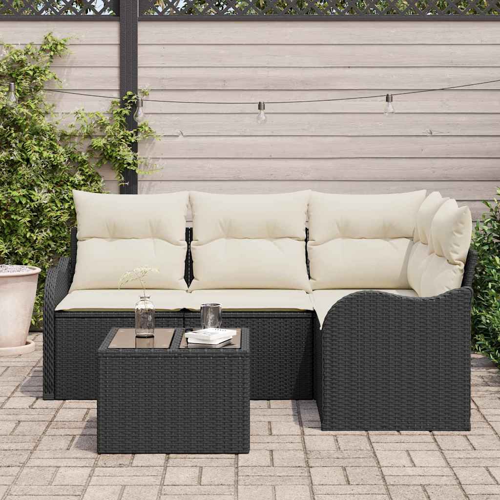 Set Divano da Giardino 5 pz Marrone polyrattan