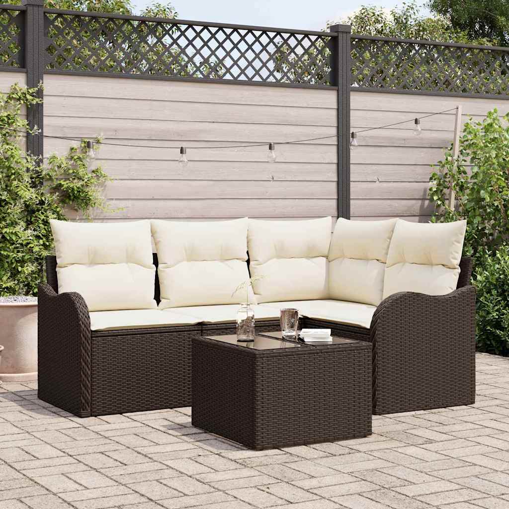 Set Divano da Giardino 5 pz Grigio polyrattan