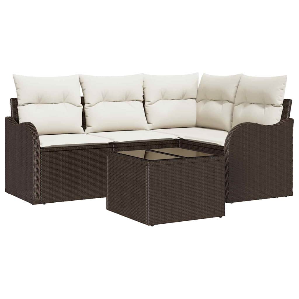 Set Divano da Giardino 5 pz Grigio polyrattan