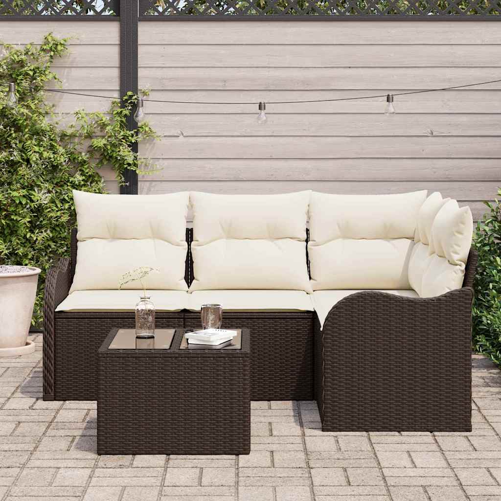 Set Divano da Giardino 5 pz Grigio polyrattan