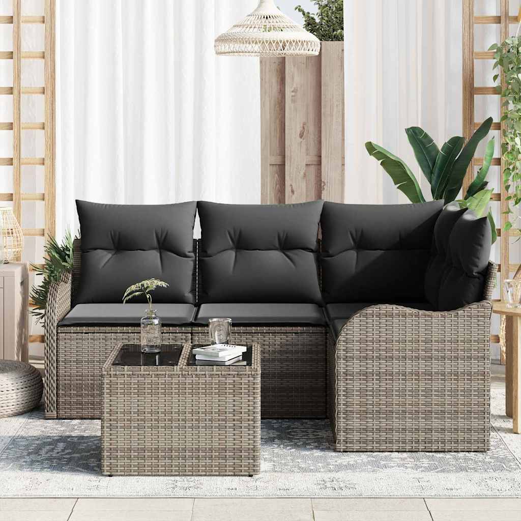 Set Divano da Giardino 5 pz Nero polyrattan