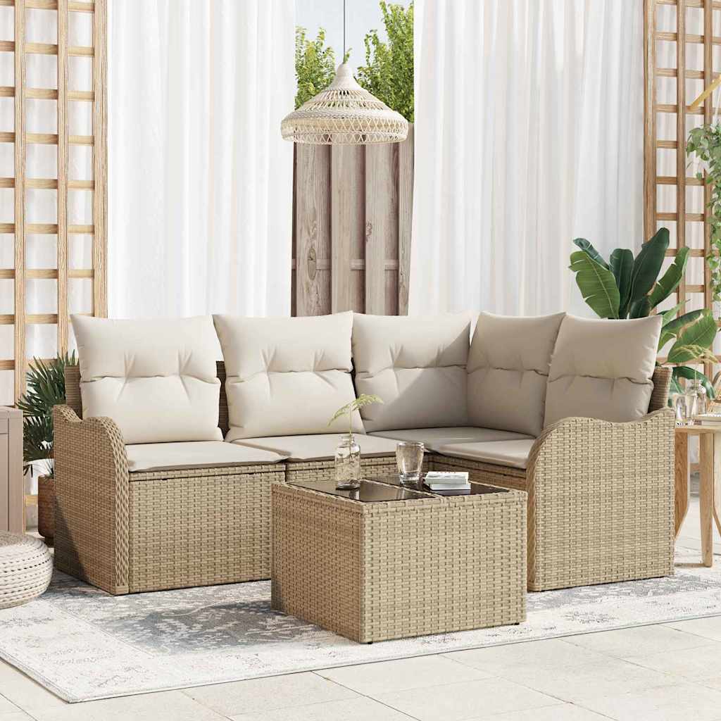 Set Divano da Giardino 5 pz Marrone polyrattan