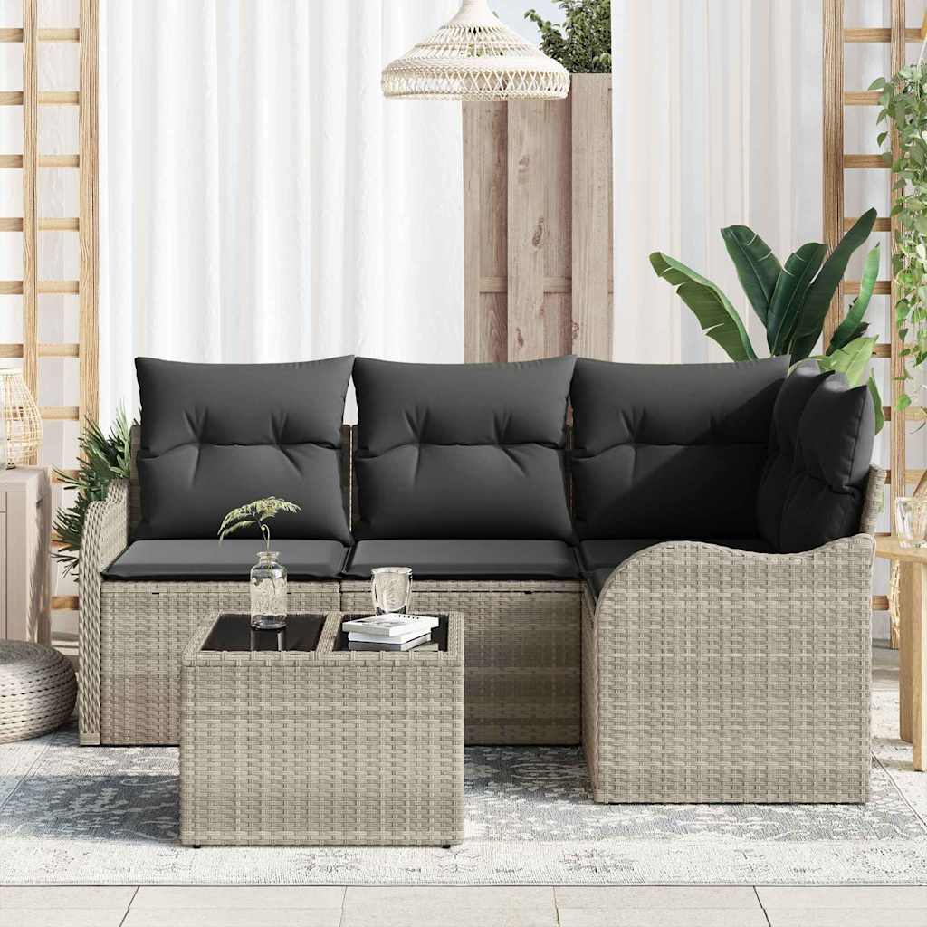 Set Divano da Giardino 5 pz Grigio polyrattan