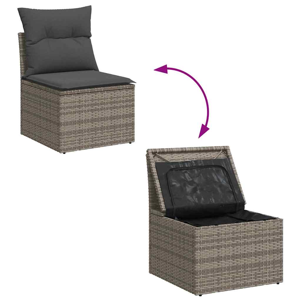 Set Divano da Giardino 5 pz Grigio polyrattan