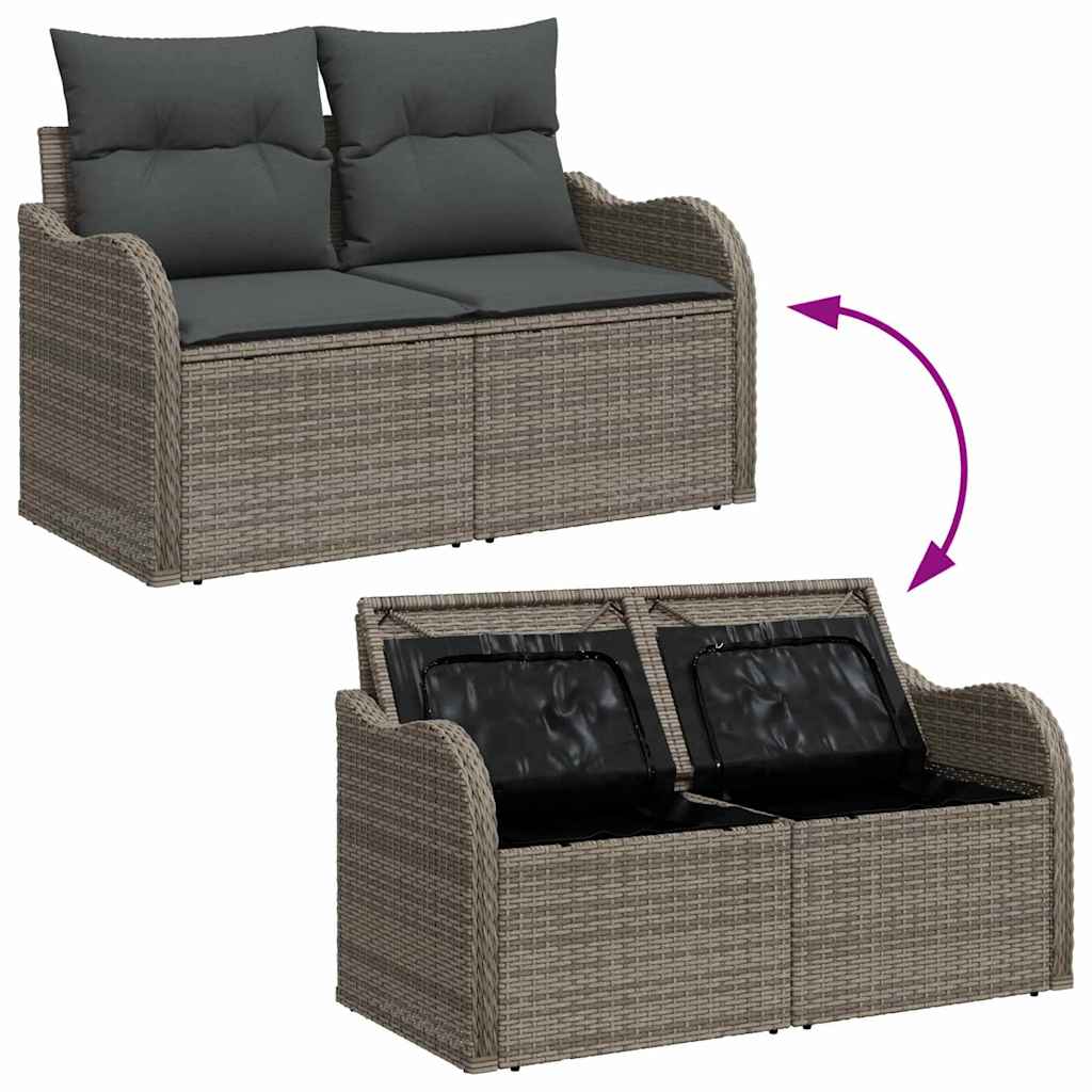 Set Divano da Giardino 5 pz Grigio polyrattan