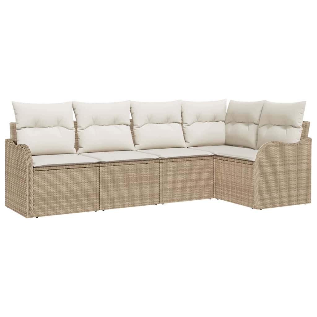 Set Divano da Giardino 5 pz Beige polyrattan