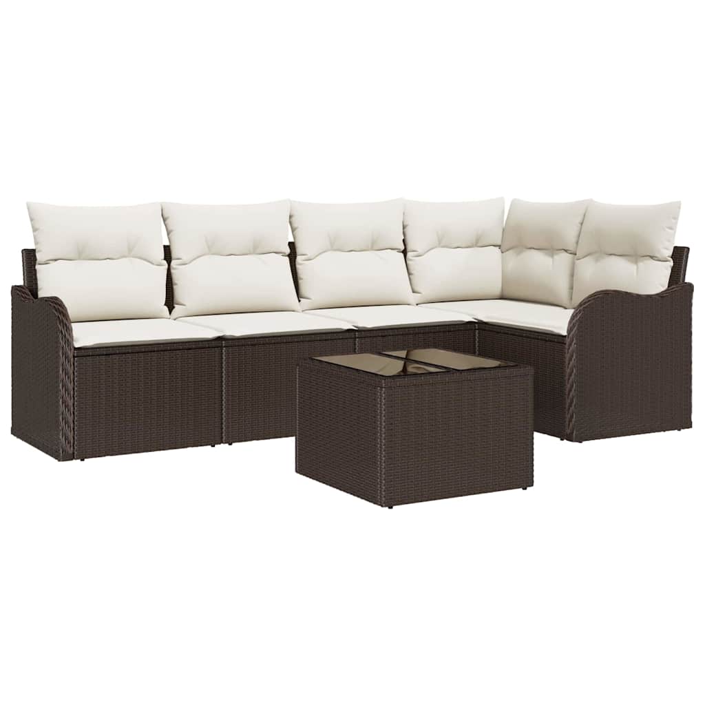 Set Divano da Giardino 6 pz Marrone polyrattan