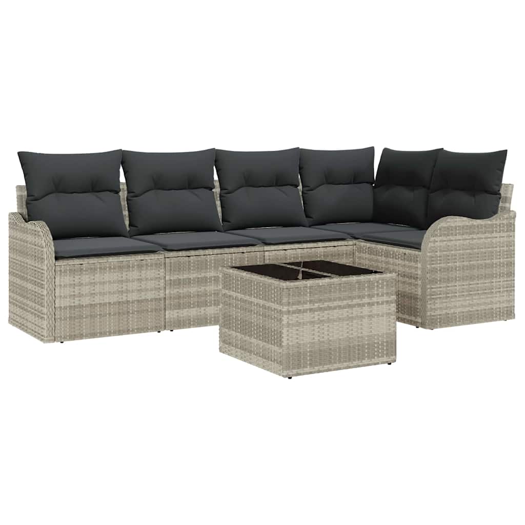 Set Divano da Giardino 6 pz Grigio chiaro polyrattan