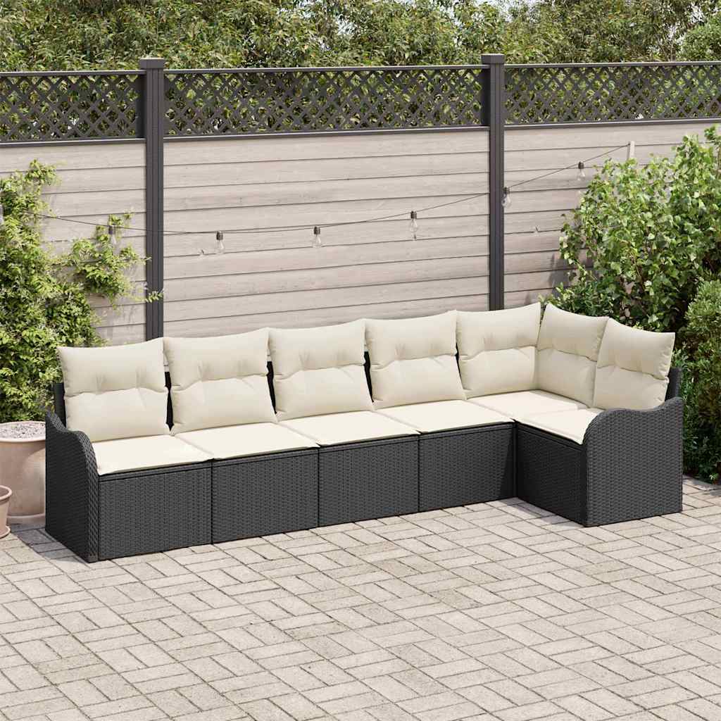 Set Divano da Giardino 6 pz Nero polyrattan