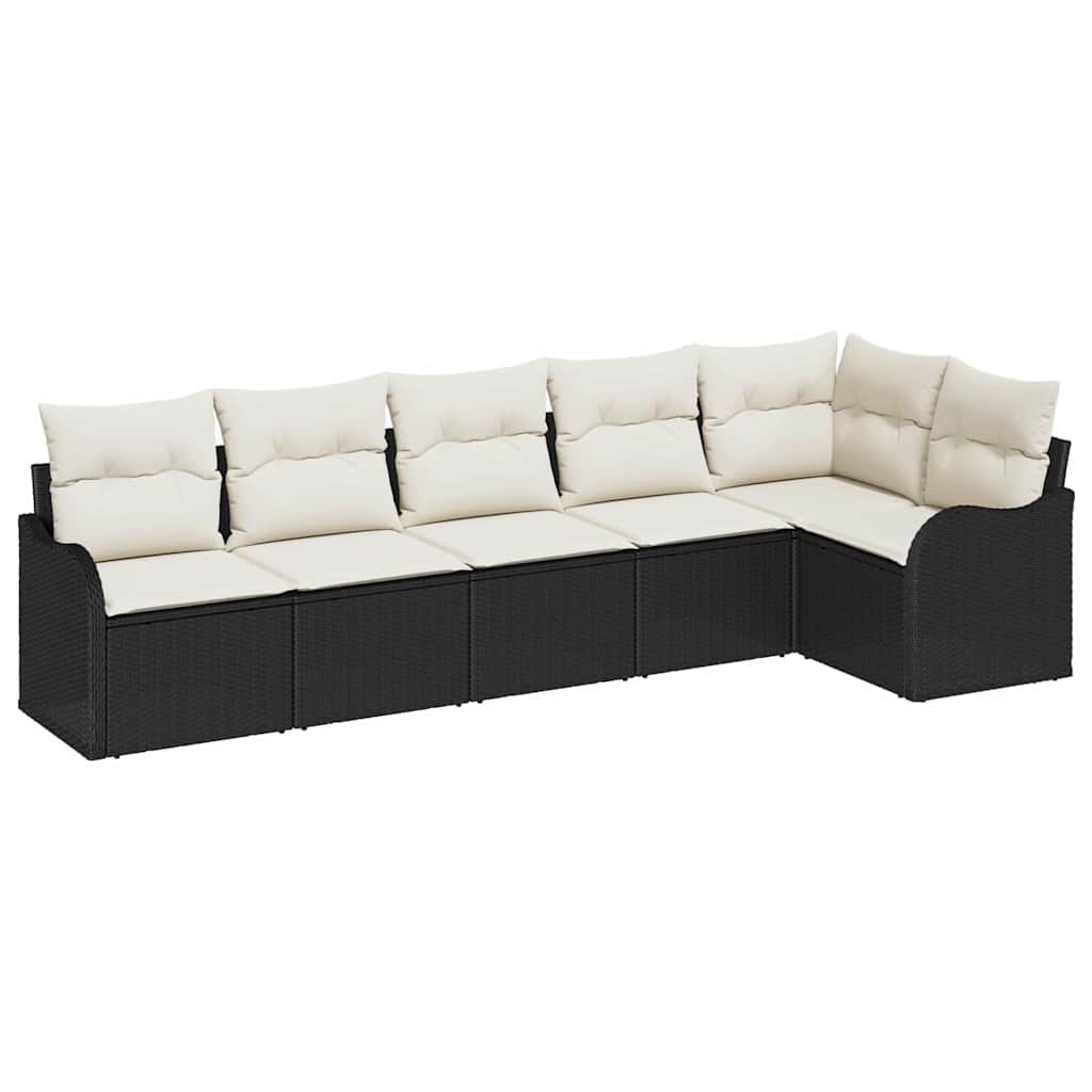 Set Divano da Giardino 6 pz Nero polyrattan