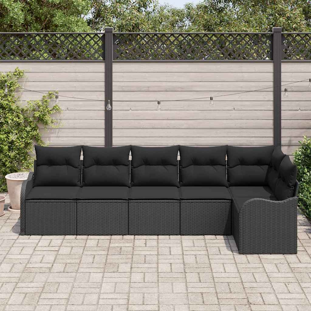 Set Divano da Giardino 6 pz Nero polyrattan