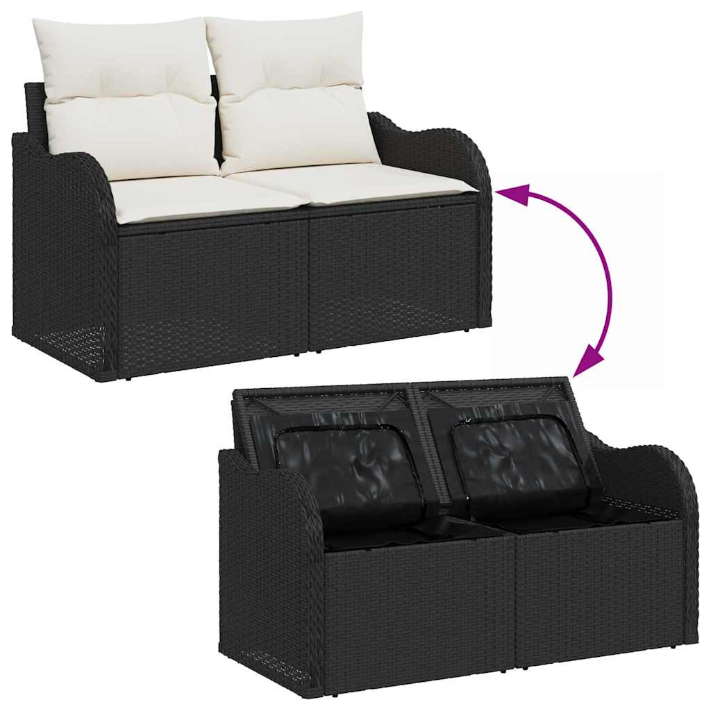 Set Divano da Giardino 6 pz Nero e Bianco polyrattan