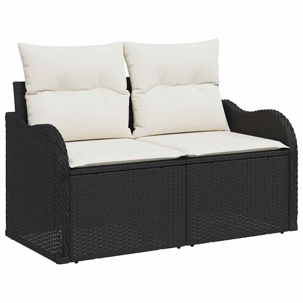 Set Divano da Giardino 6 pz Nero e Bianco polyrattan