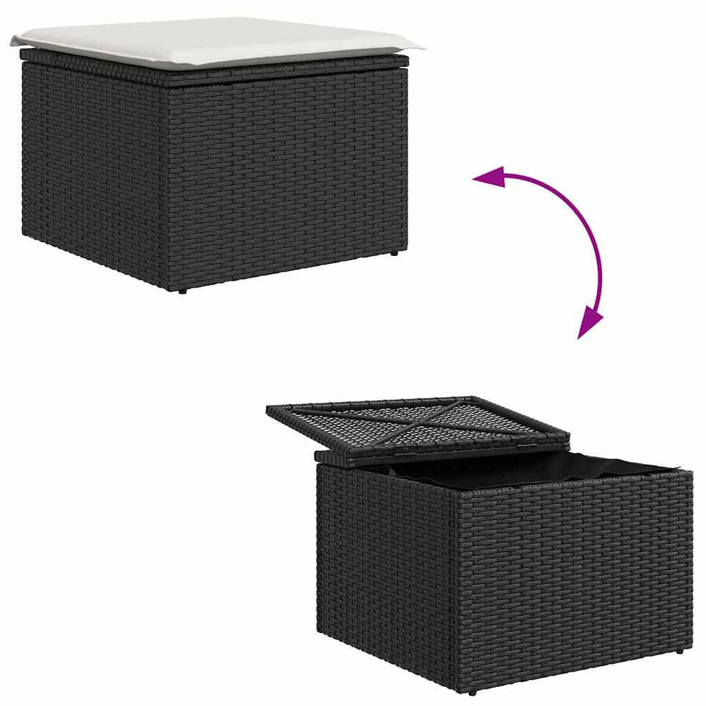 Set Divano da Giardino 7 pz Nero e Bianco polyrattan