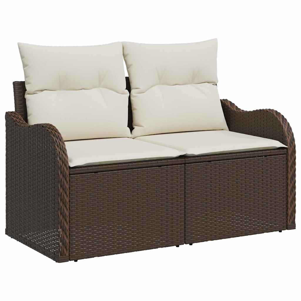 Set Divano da Giardino 6 pz Marrone e bianco polyrattan