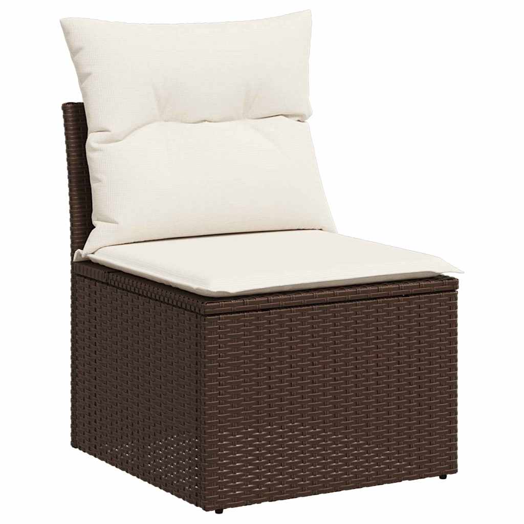 Set Divano da Giardino 6 pz Marrone e bianco polyrattan