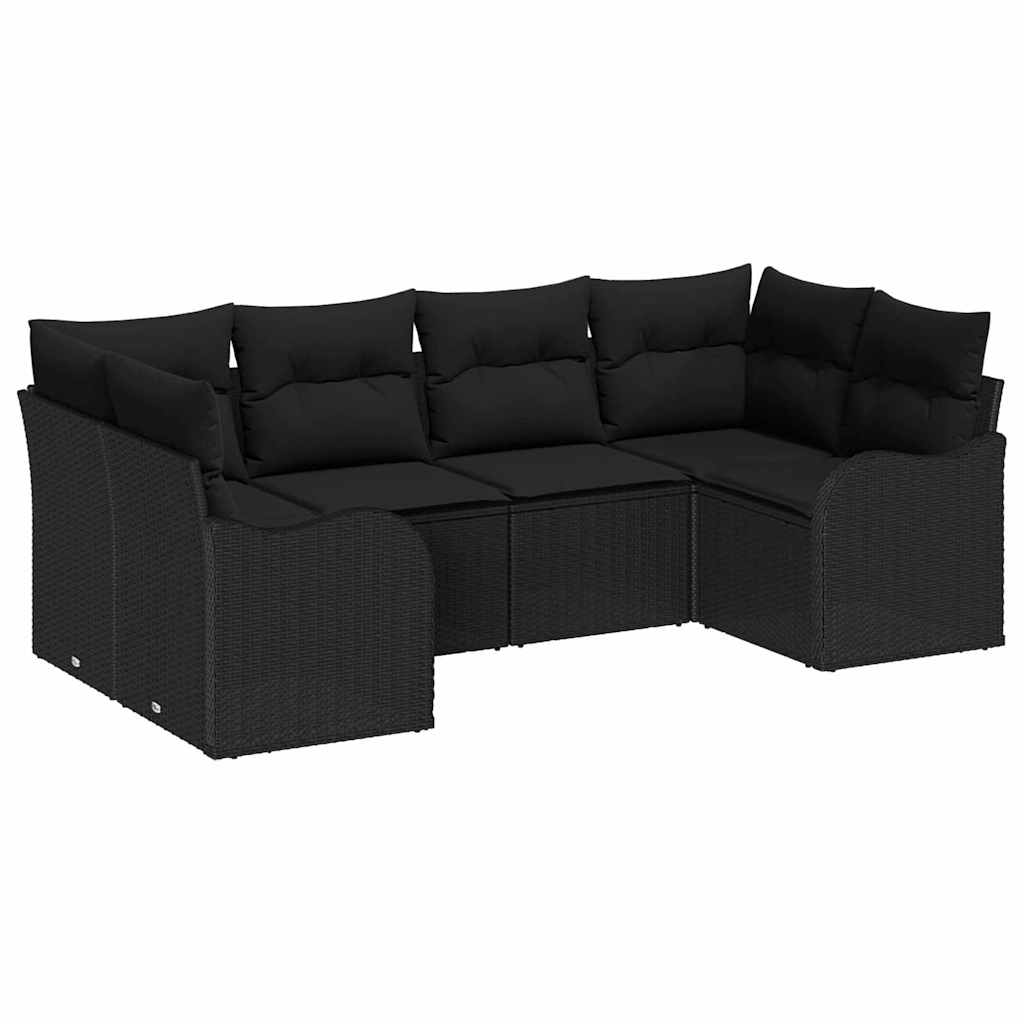 Set Divano da Giardino 6 pz Nero Poly Rattan