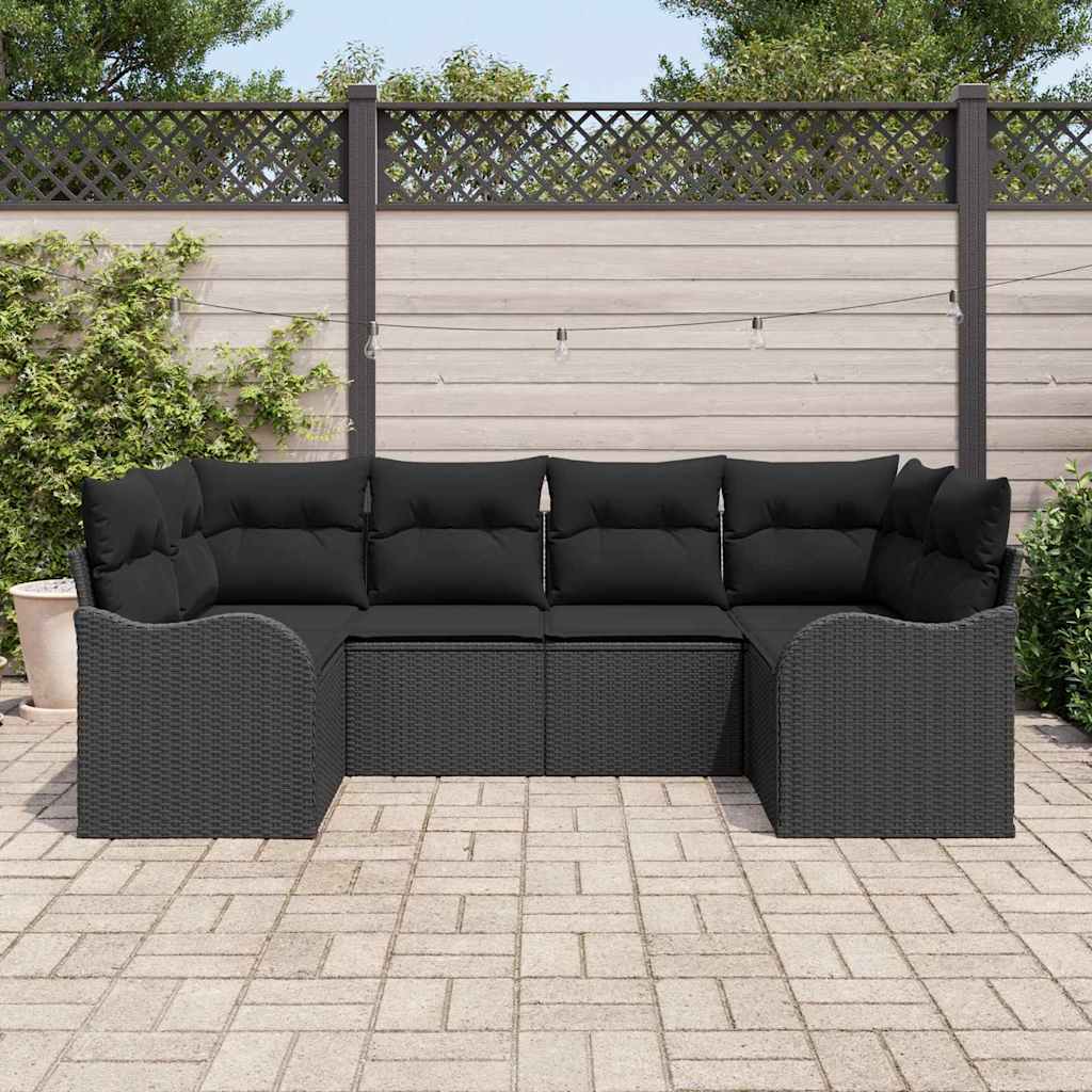 Set Divano da Giardino 6 pz Nero Poly Rattan