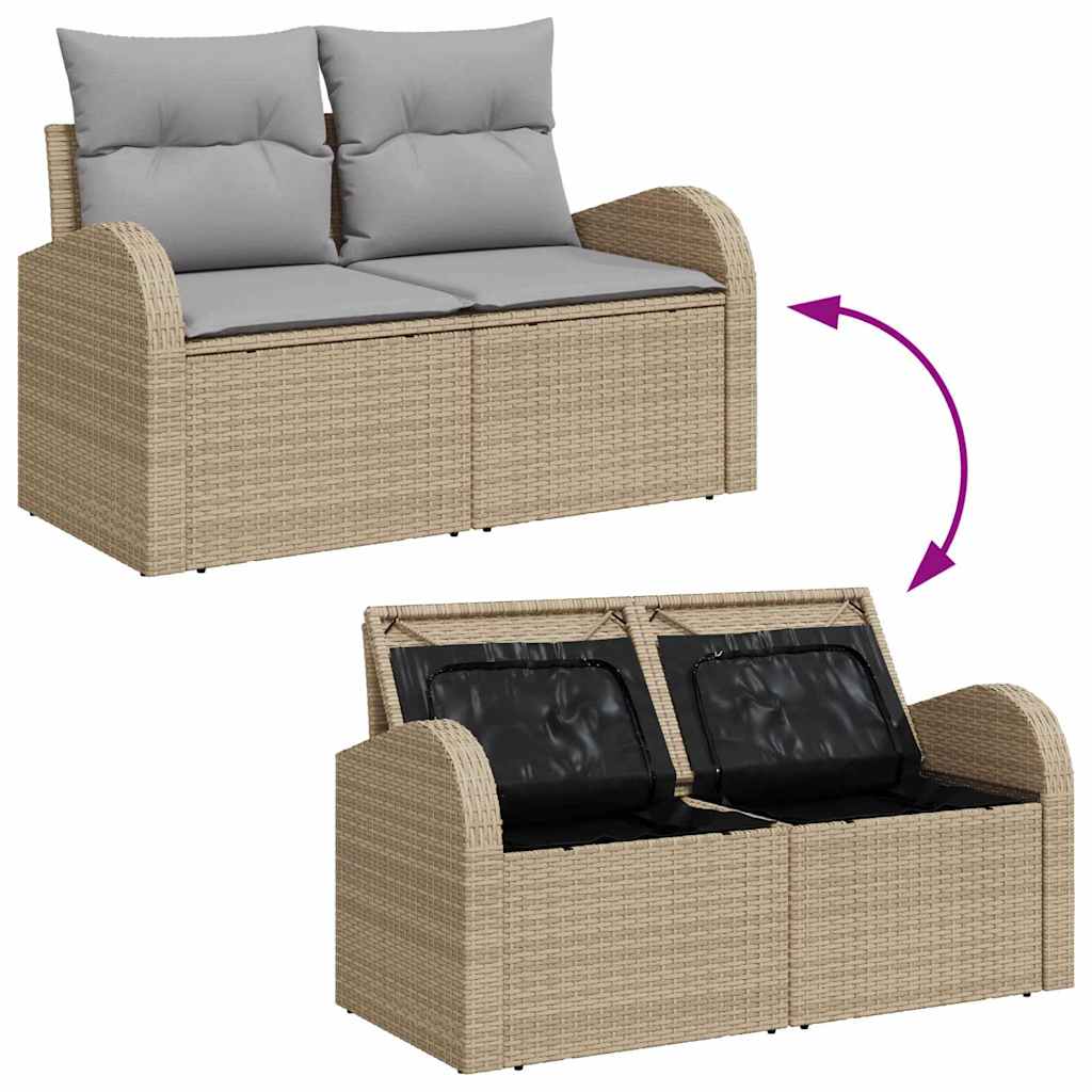Set Divano da Giardino 5 pcs 4-Seater Beige e grigio polyrattan