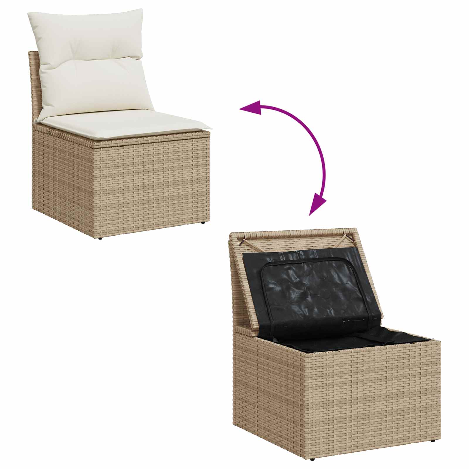 Set Divano da Giardino 5 pcs 4-Seater Beige e Crema polyrattan