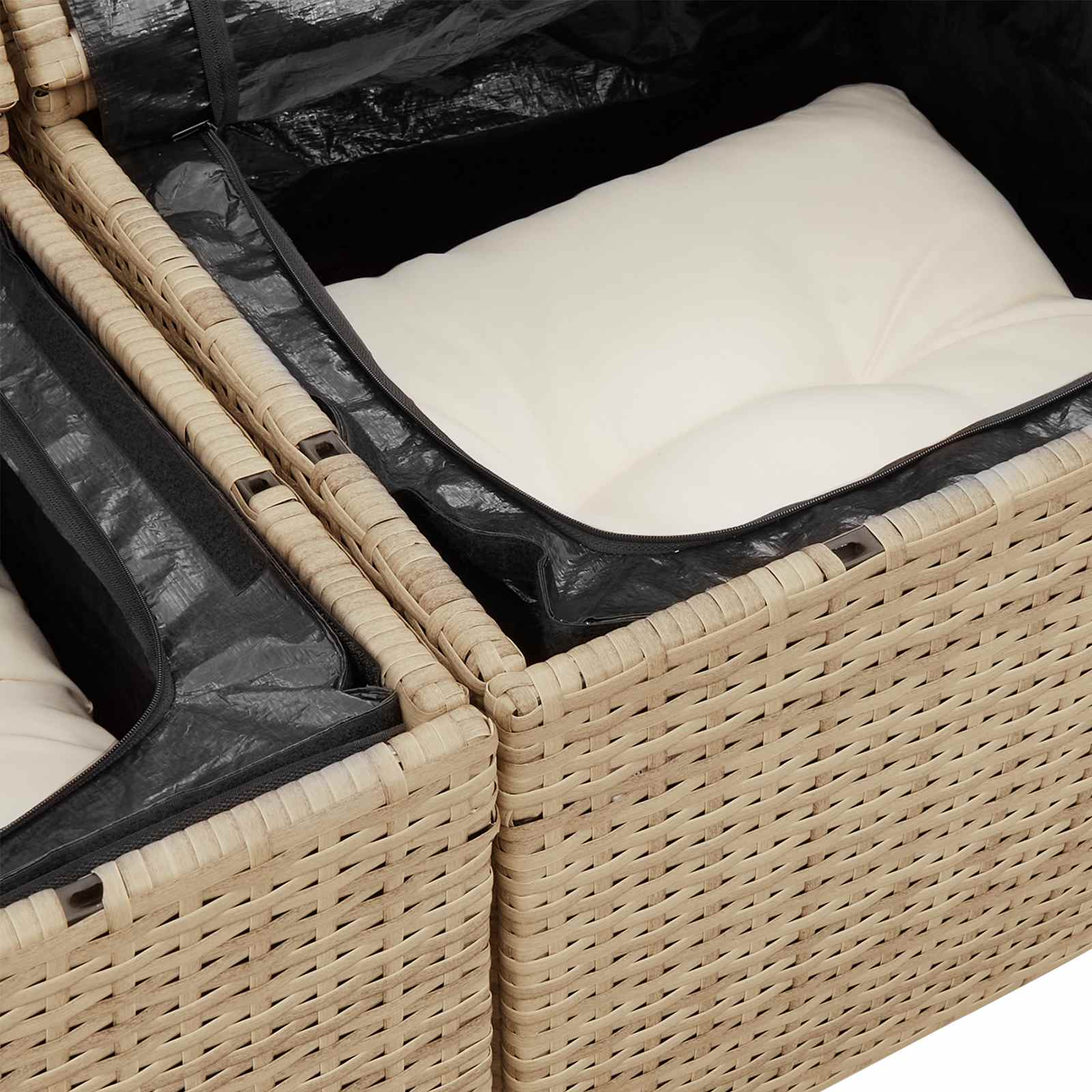 Set Divano da Giardino 5 pcs 4-Seater Beige e Crema polyrattan