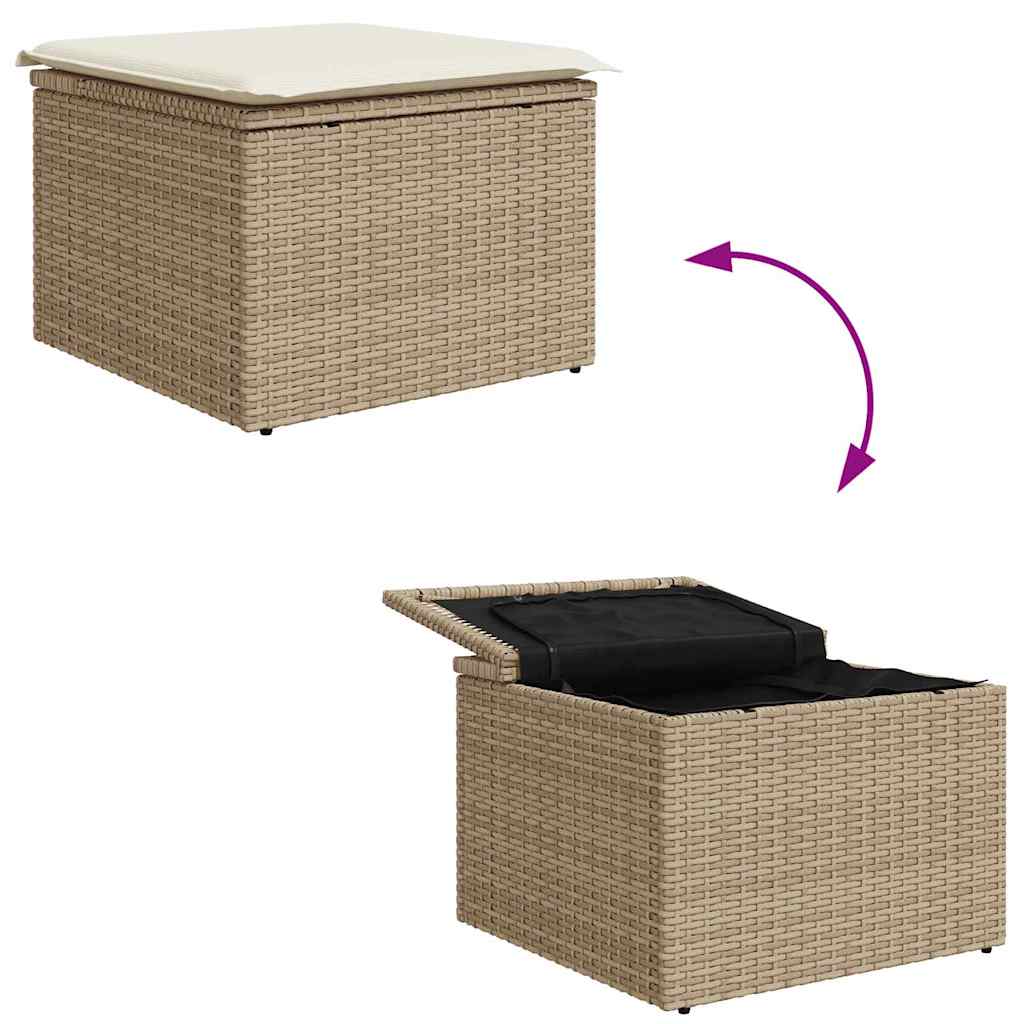 Set di divani 5 pz Beige e Bianco polyrattan