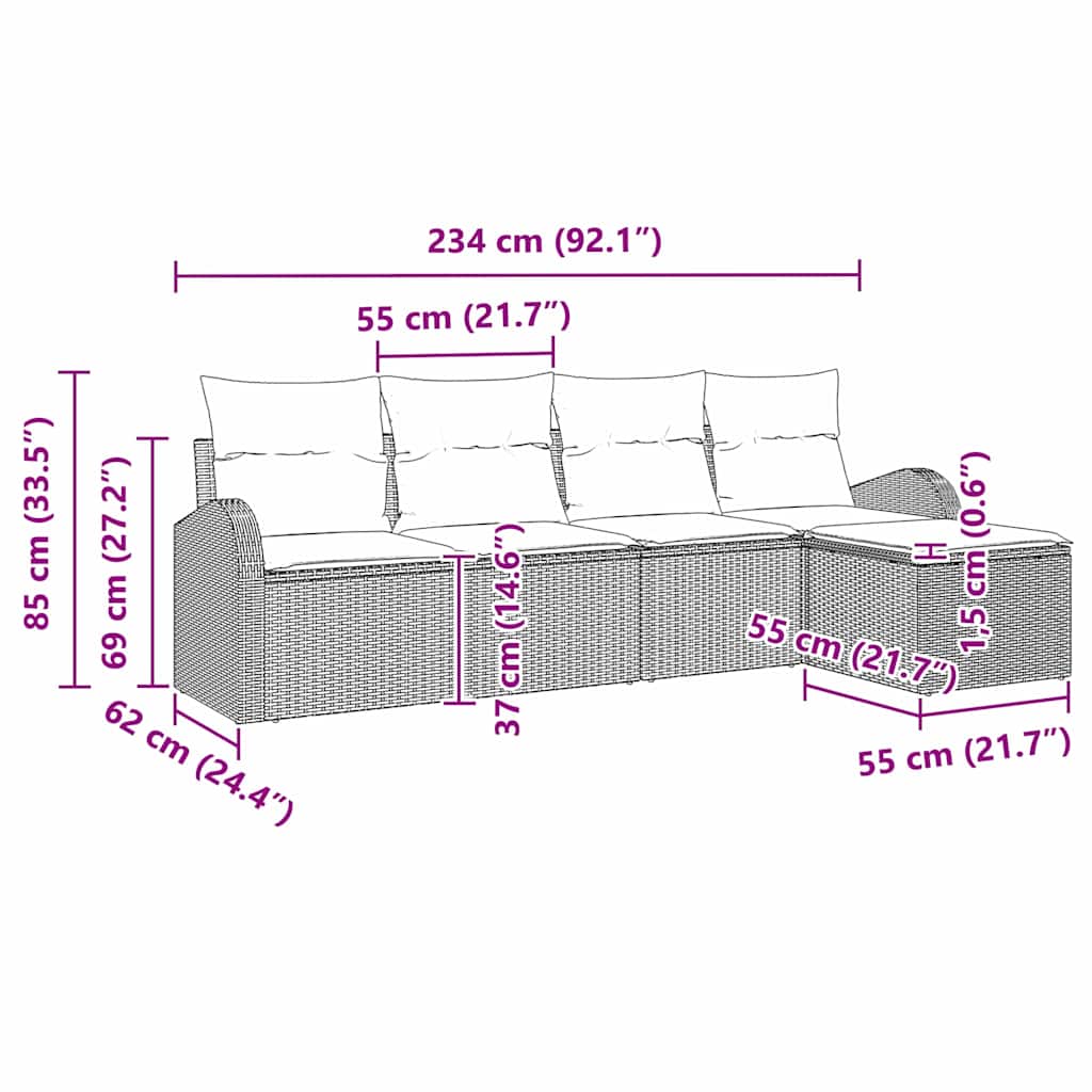 Set di divani 5 pz Beige e Bianco polyrattan