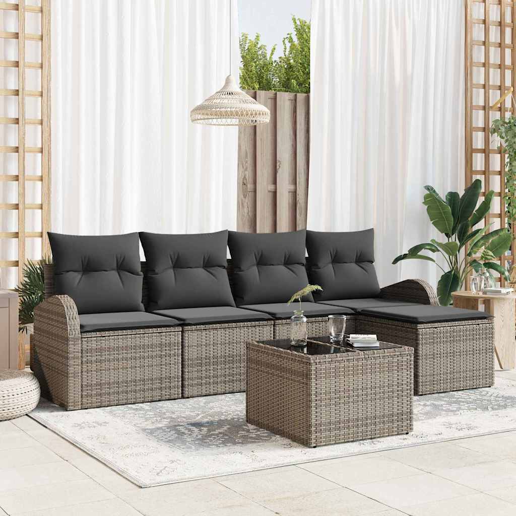 Set di divani 6 pz Grigio polyrattan