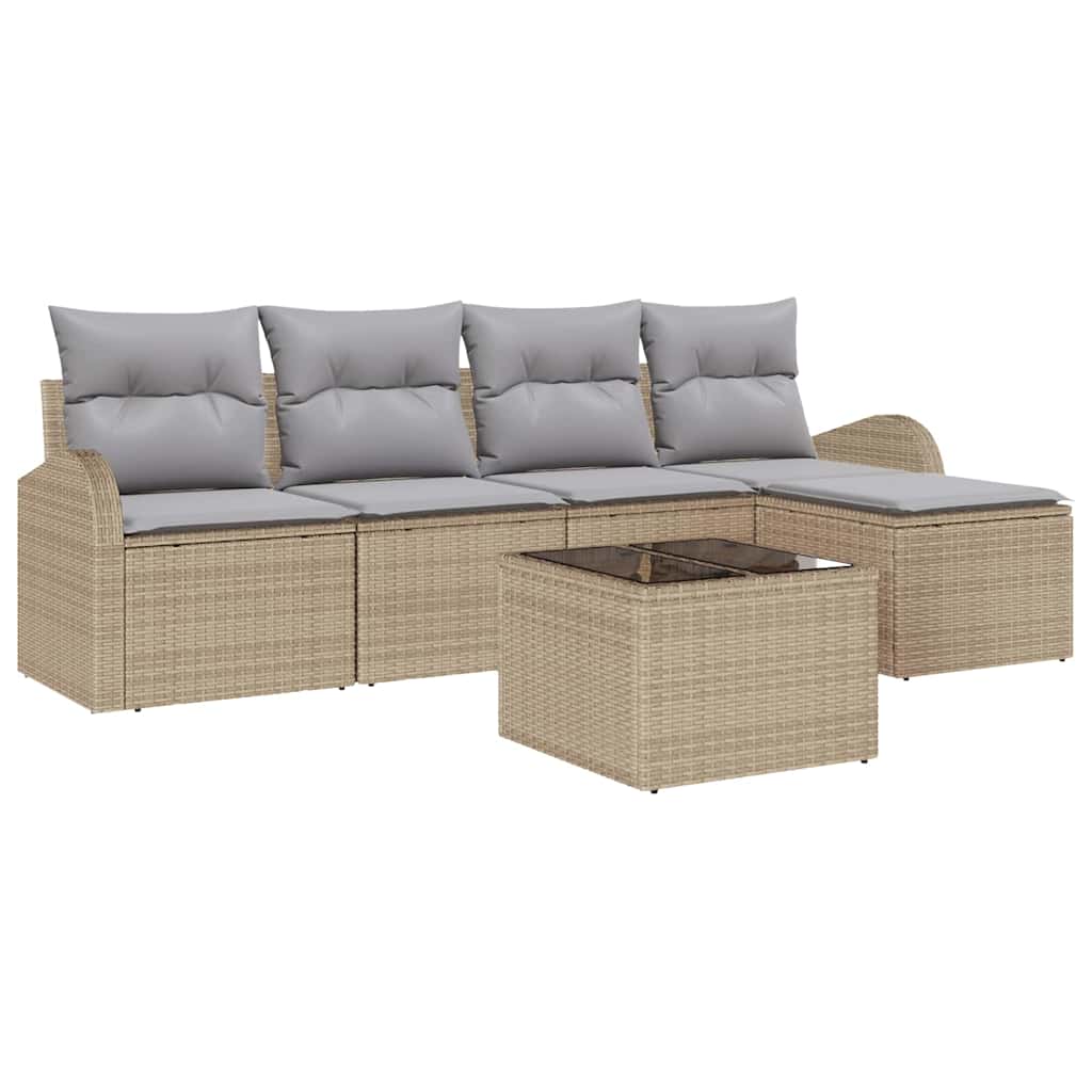 Set di divani 6 pz Beige e Grigio Chiaro polyrattan