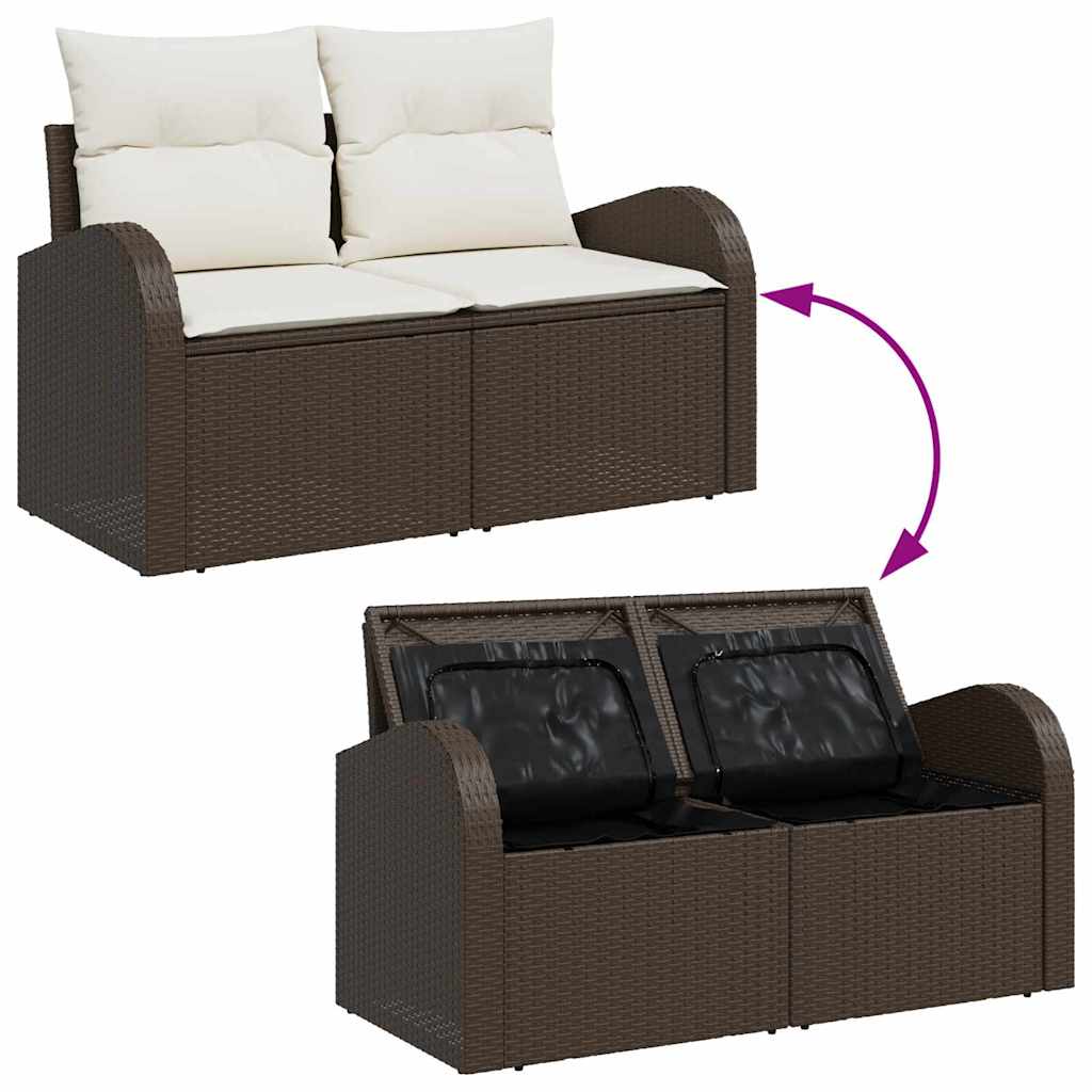 Set Divano da Giardino 5 pz Marrone e bianco polyrattan