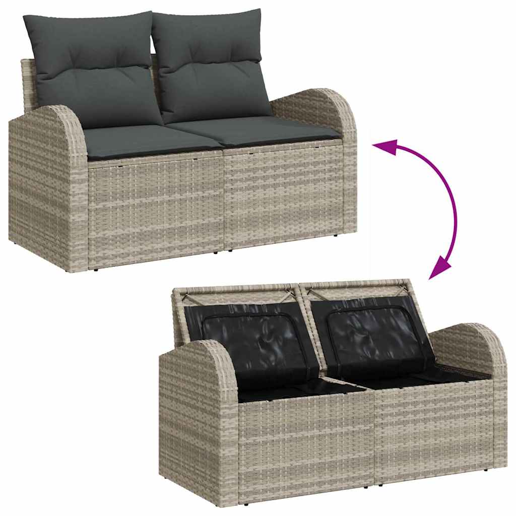 Set Divano da Giardino 5 pz Grigio chiaro polyrattan