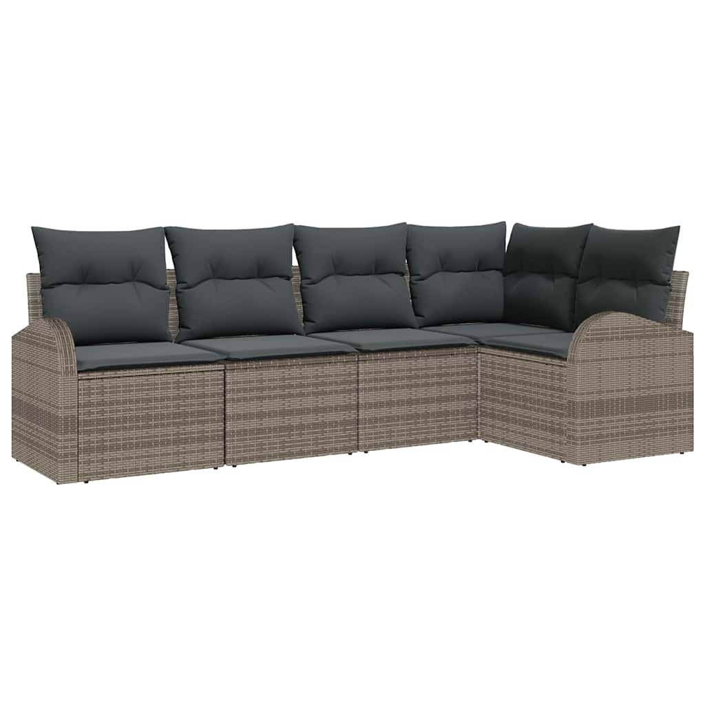 Set Divano da Giardino 5 pz Grigio polyrattan