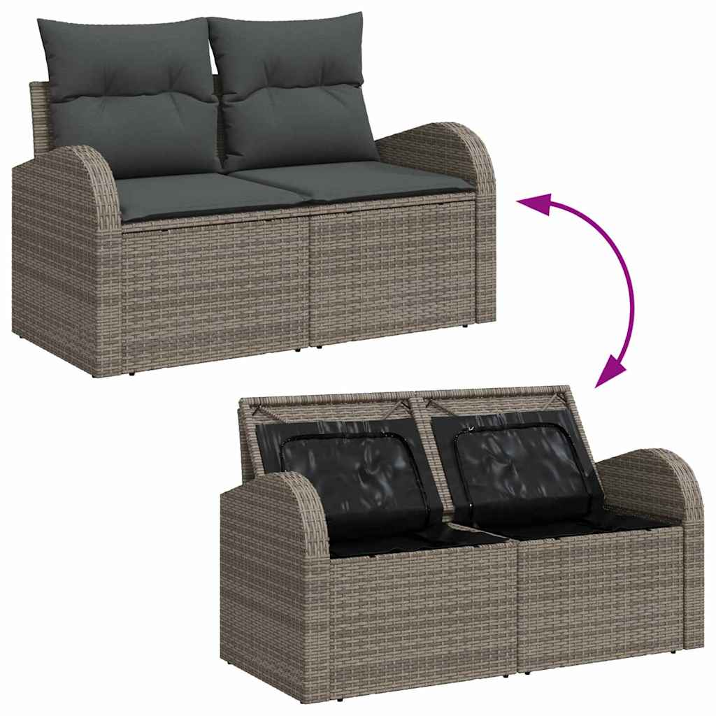 Set Divano da Giardino 5 pz Grigio polyrattan