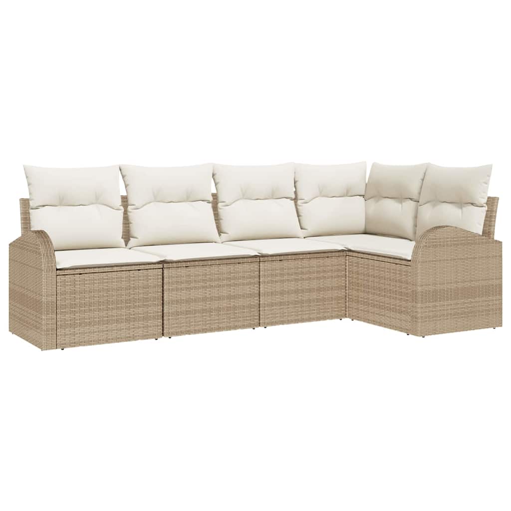 Set Divano da Giardino 5 pz Beige e Bianco polyrattan