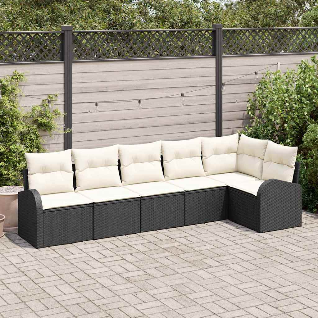 Set Divano da Giardino 6 pz Nero e Bianco polyrattan