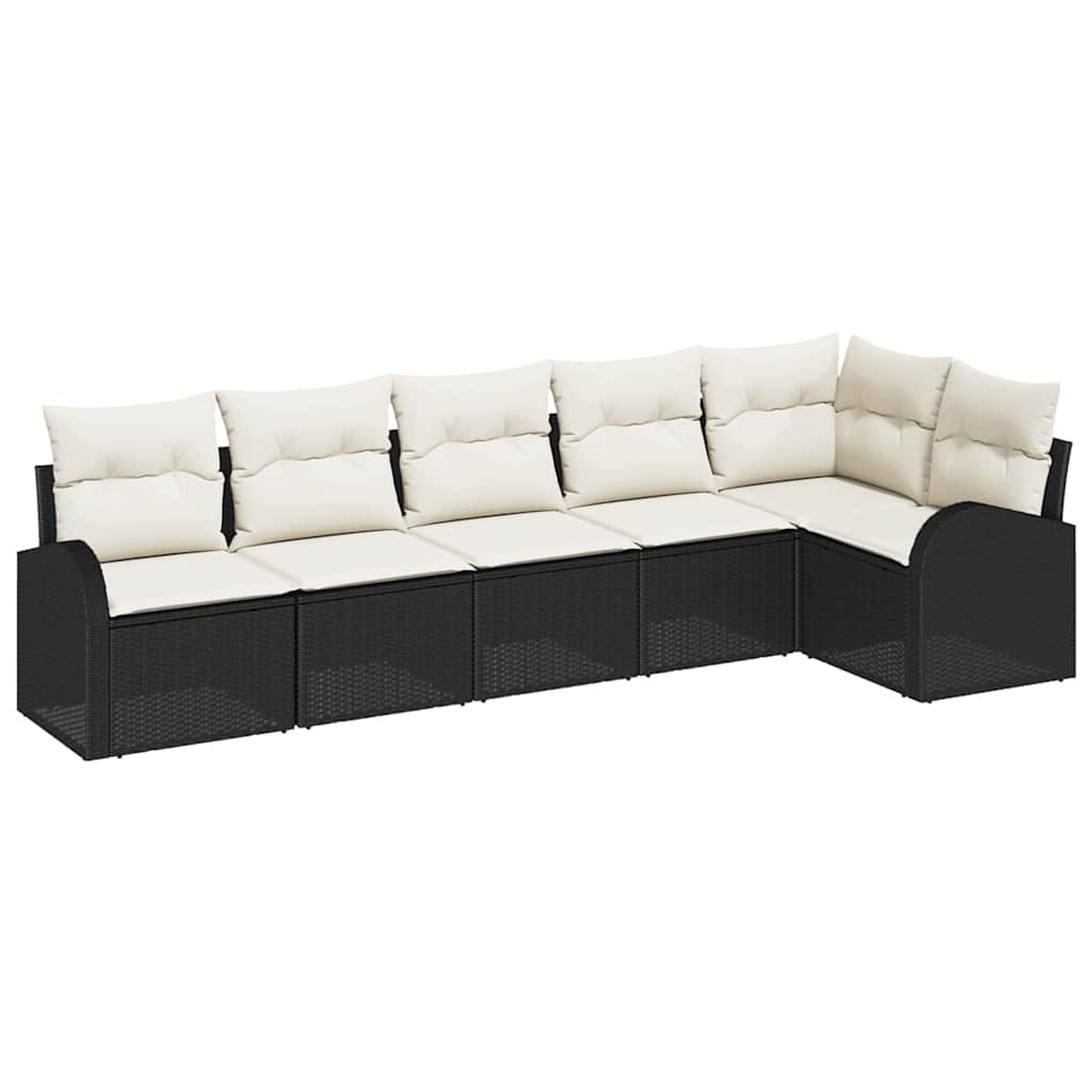 Set Divano da Giardino 6 pz Nero e Bianco polyrattan