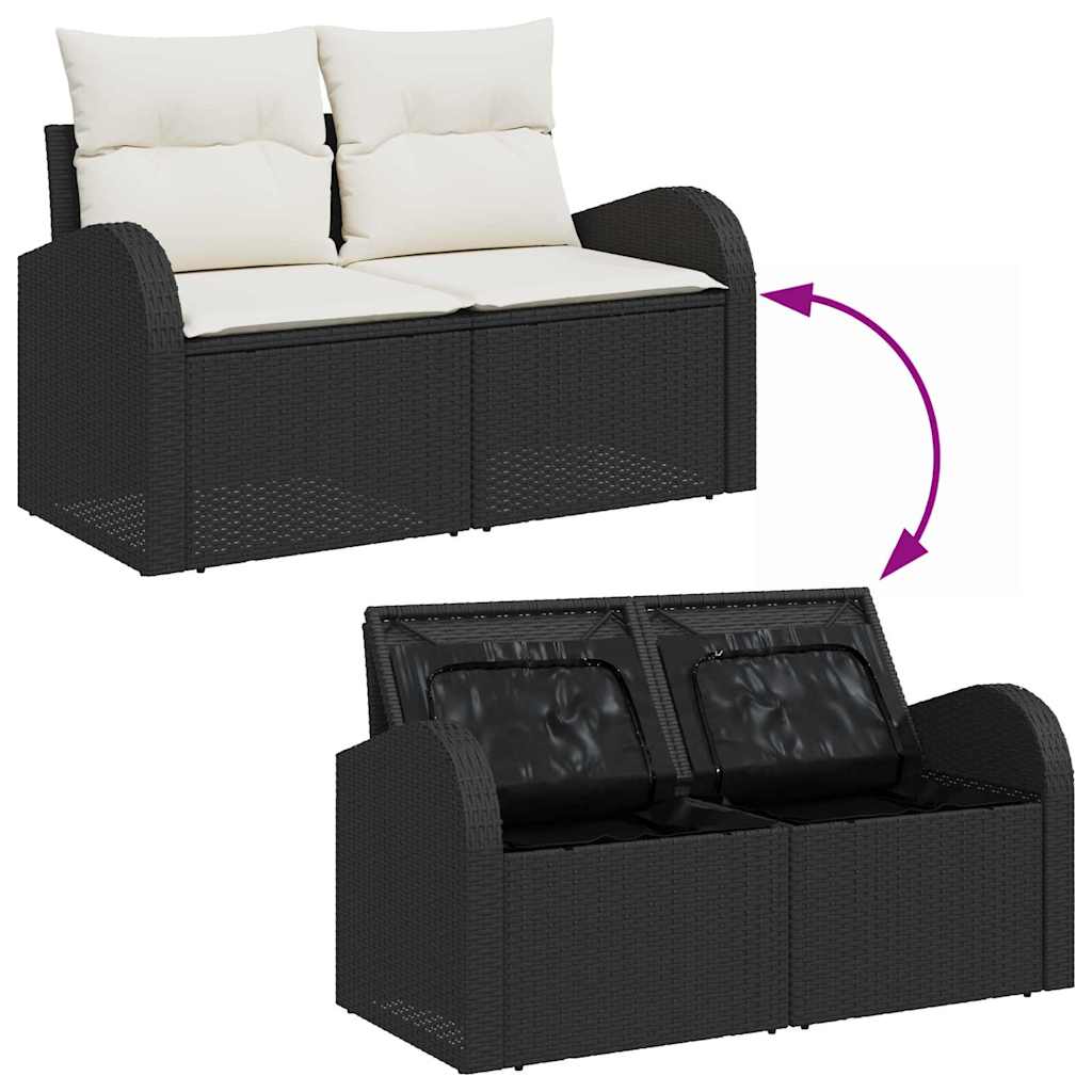 Set Divano da Giardino 6 pz Nero e Bianco polyrattan
