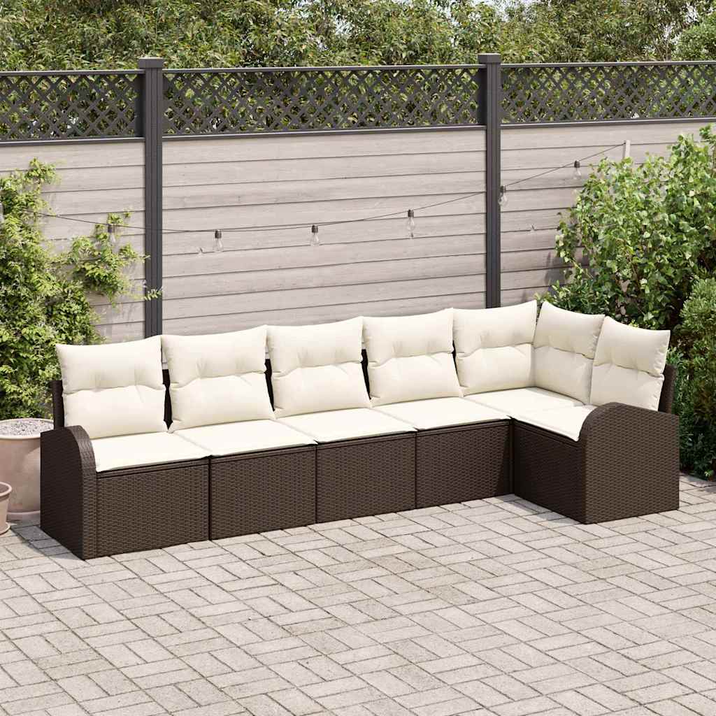 Set Divano da Giardino 6 pz Marrone e bianco polyrattan