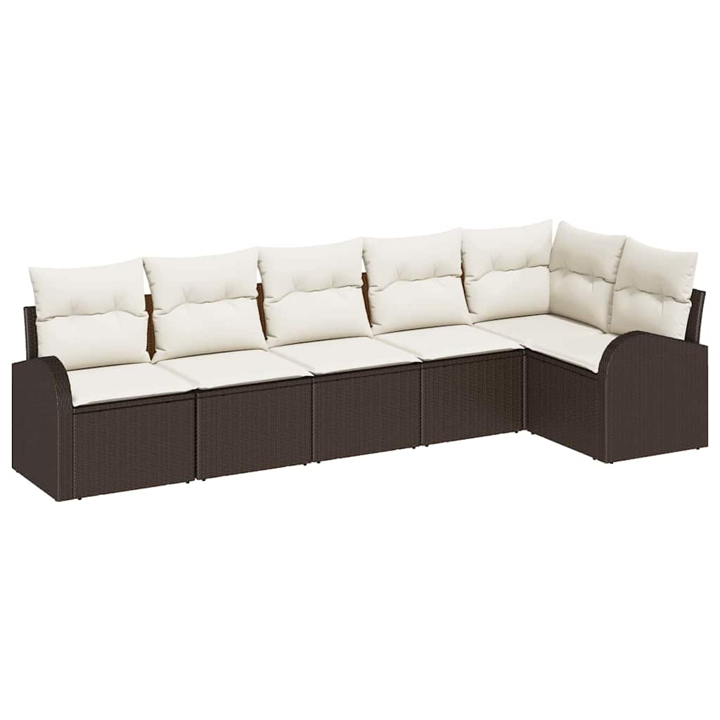 Set Divano da Giardino 6 pz Marrone e bianco polyrattan