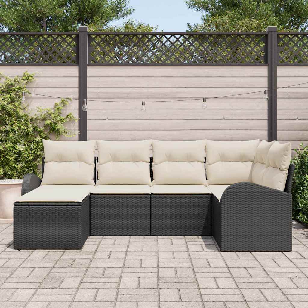 Set di divani 6 pz Nero e Bianco polyrattan