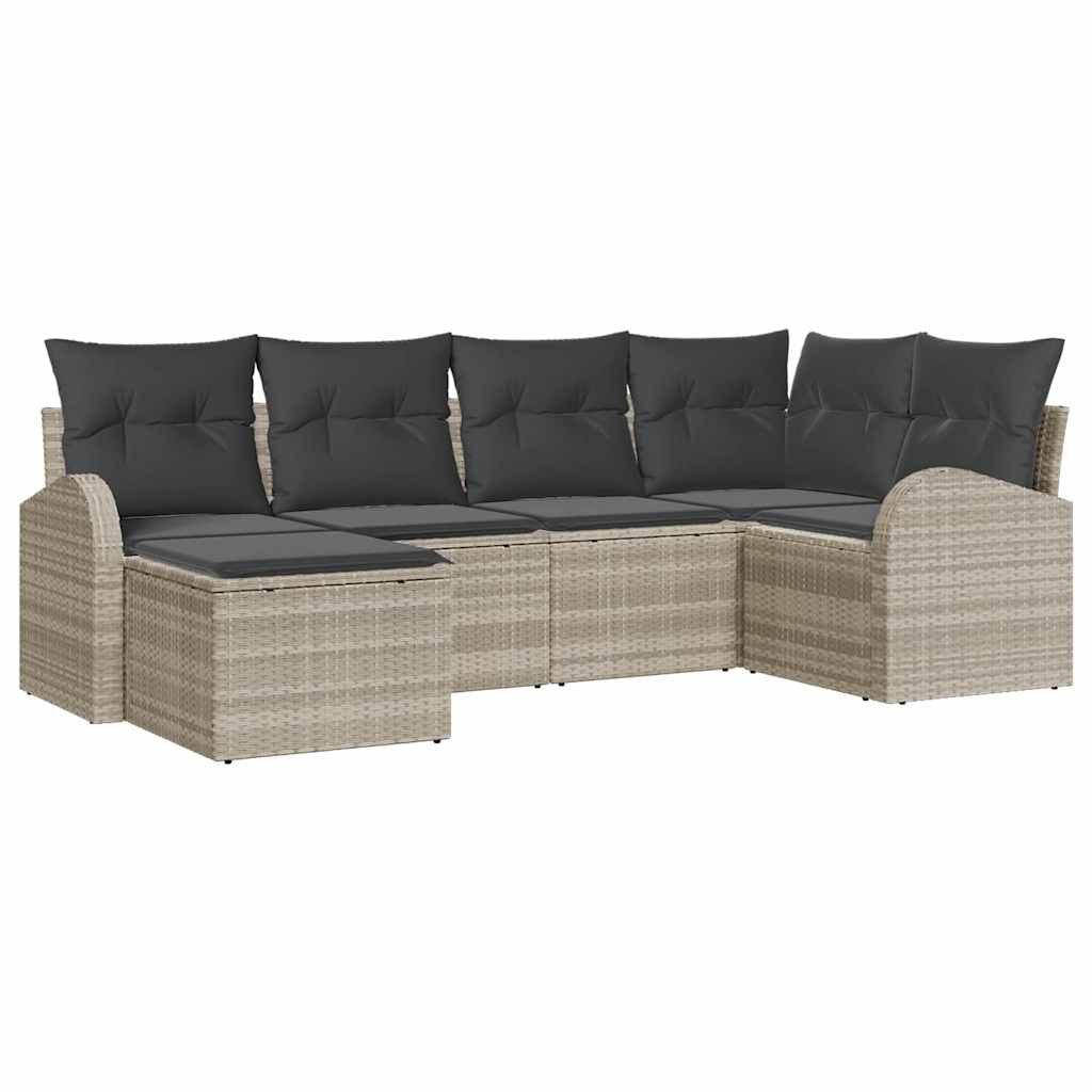 Set di divani 6 pz Grigio chiaro polyrattan