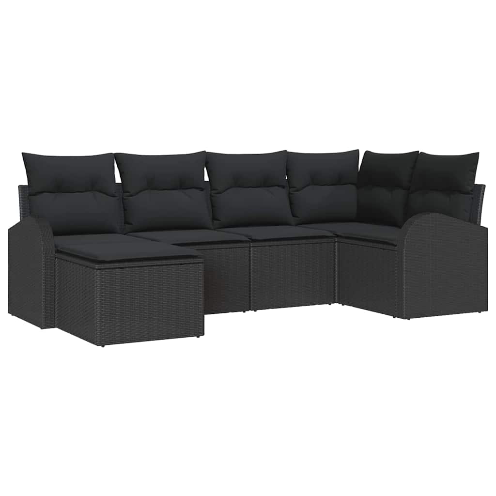 Set di divani 6 pz Nero polyrattan