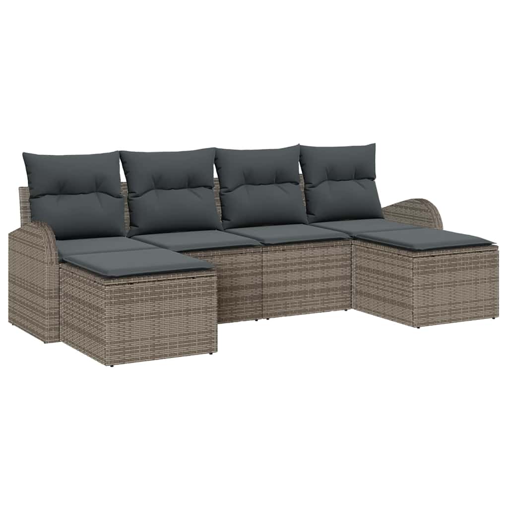 Set di divani 6 pz Grigio polyrattan