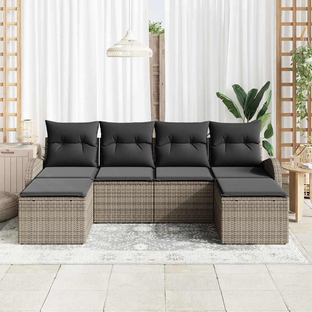 Set di divani 6 pz Grigio polyrattan