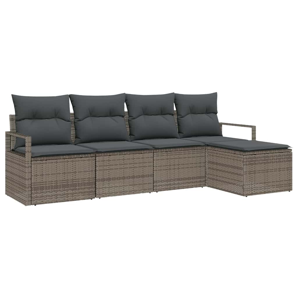 Set di divani 5 pz Grigio polyrattan