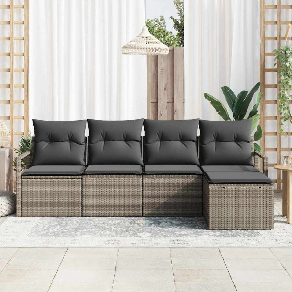 Set di divani 5 pz Grigio polyrattan