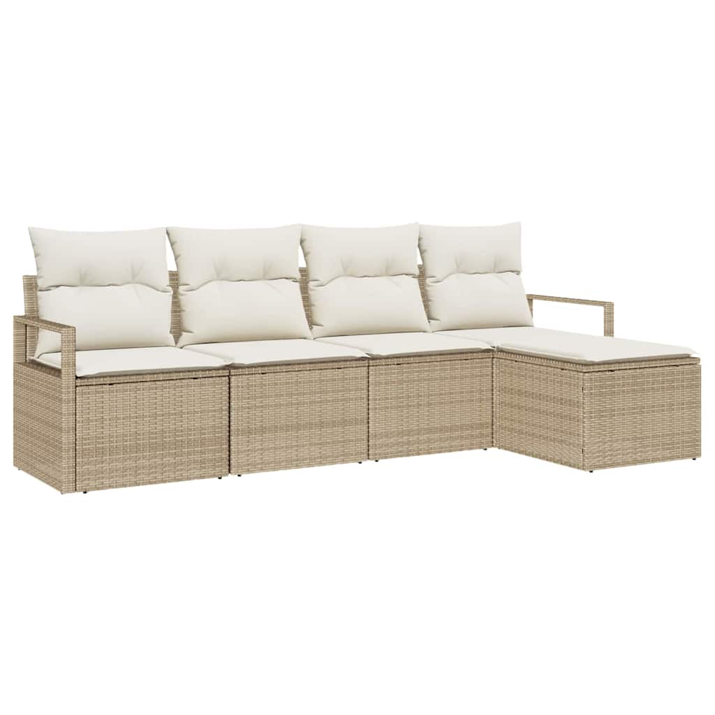 Set di divani 5 pz Beige e Crema polyrattan