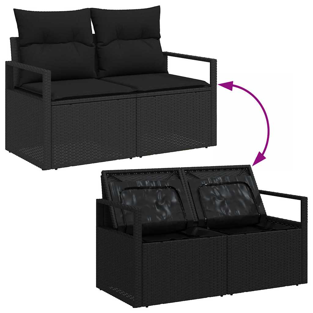 Set di divani 6 pz Nero polyrattan